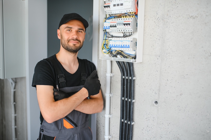 a male electrician works in a switchboard 2026 03 09 02 33 26 utc